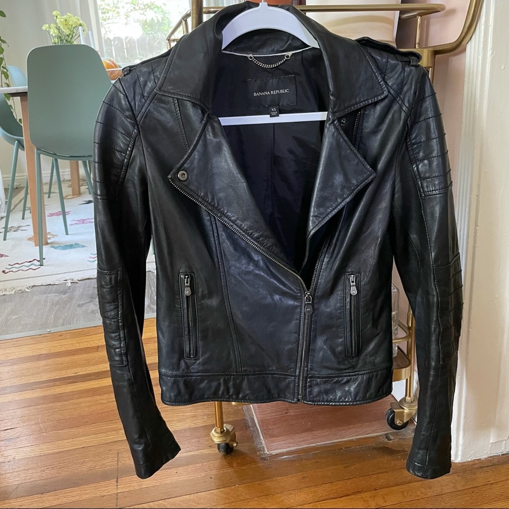 Real leather black Moto jacket XS